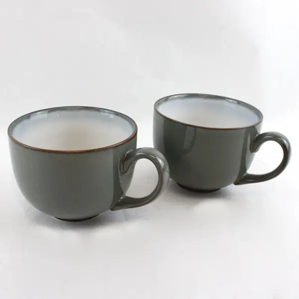 Set of 2 Sango Stoneware Avocado Jumbo Mugs