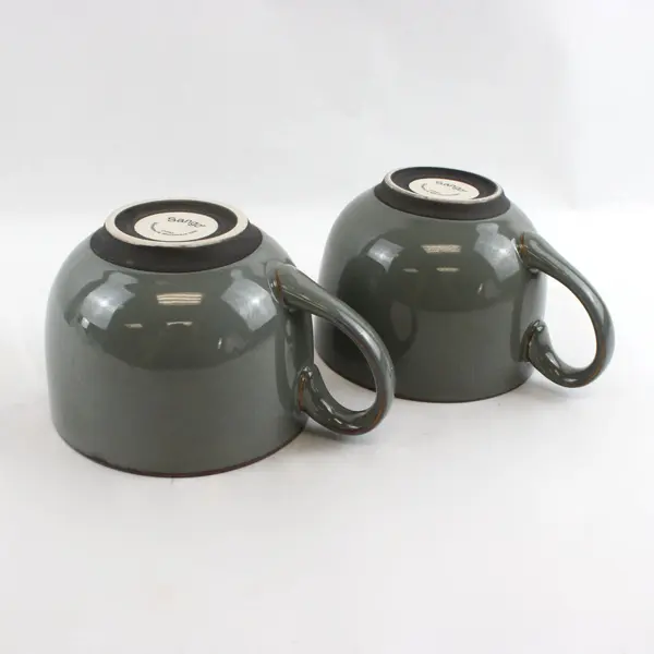 Set of 2 Sango Stoneware Avocado Jumbo Mugs