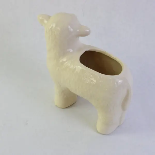 White Ceramic Lamb Planter Farmhouse Nursery Decor 5.5 in