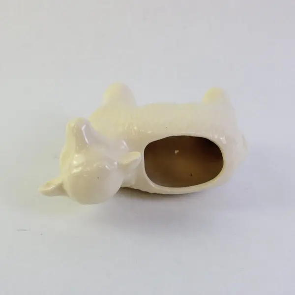 White Ceramic Lamb Planter Farmhouse Nursery Decor 5.5 in