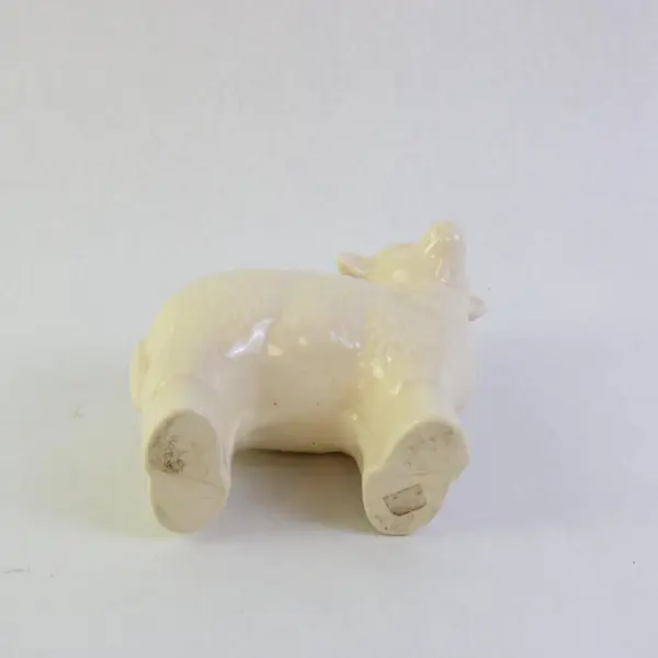 White Ceramic Lamb Planter Farmhouse Nursery Decor 5.5 in