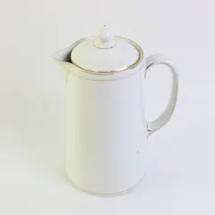 Vintage White Porcelain Coffee Pot Gold Trim 8in