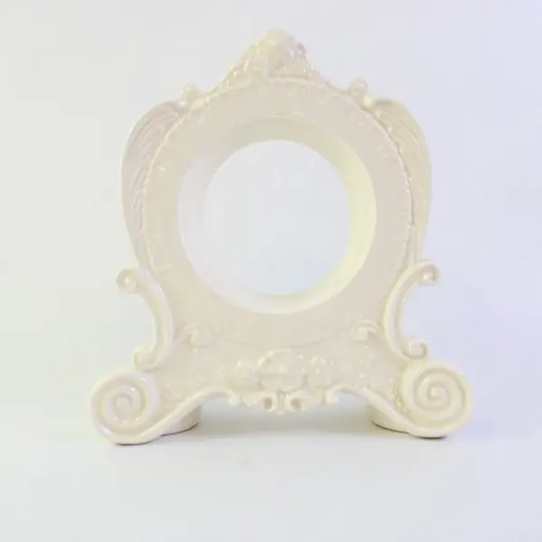 Glazed Ceramic Freestanding Mantel Shelf Clock Body Ornate Scroll Floral