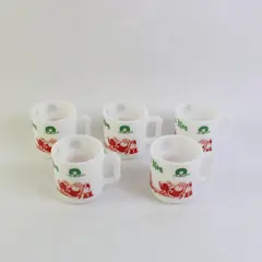 Set of 5 Hazel Atlas Vintage Milk Glass Egg Nog Mugs
