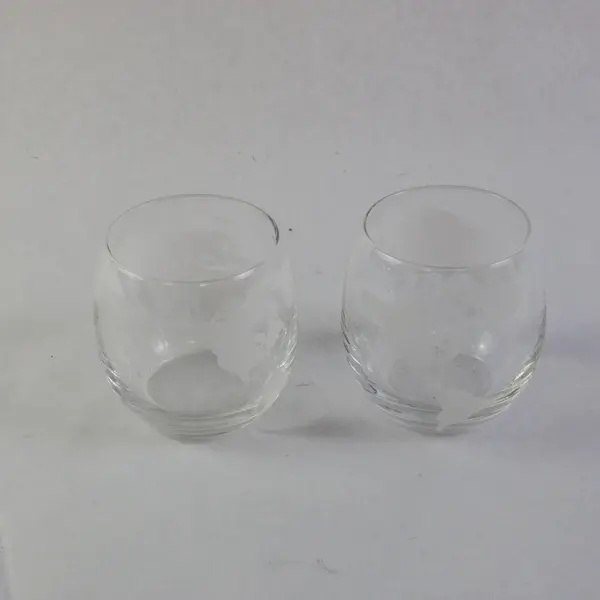 Set of 2 10 Oz Etched Globe Map Old Fashioned Whiskey Glasses