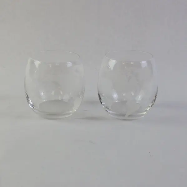 Set of 2 10 Oz Etched Globe Map Old Fashioned Whiskey Glasses