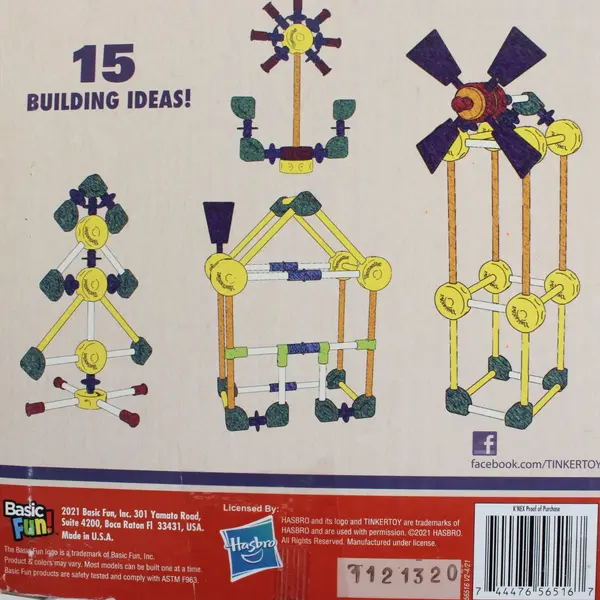 Tinkertoy Wonder Builder Basic Fun 15 Model Classic Building Set in Box, 2021