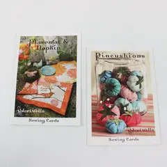 Lot of 2 Valori Wells Sewing Cards: Pin Cushions 2008 & Placemat/Napkin 2010