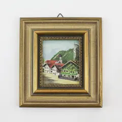 Framed Wilhelm Retzer Miniature Oil Painting on Paper Signed Dated 5x5.25"