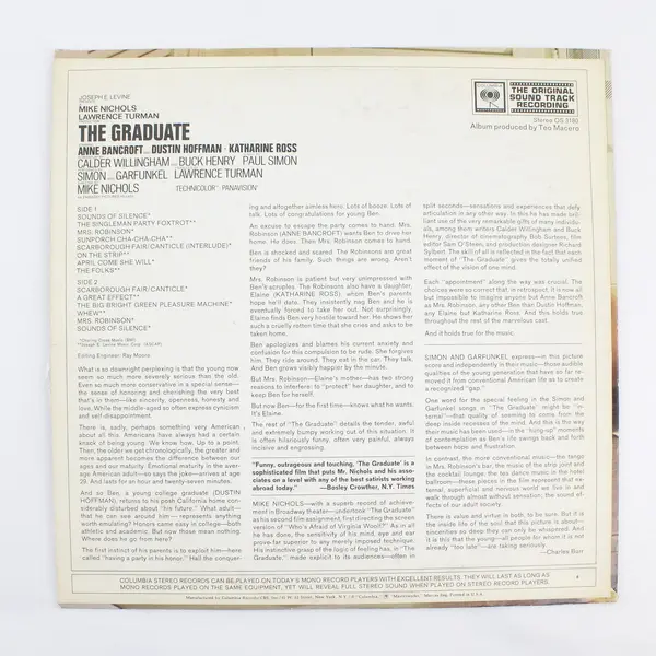 Simon & Garfunkel The Graduate Original Soundtrack 12" Vinyl LP