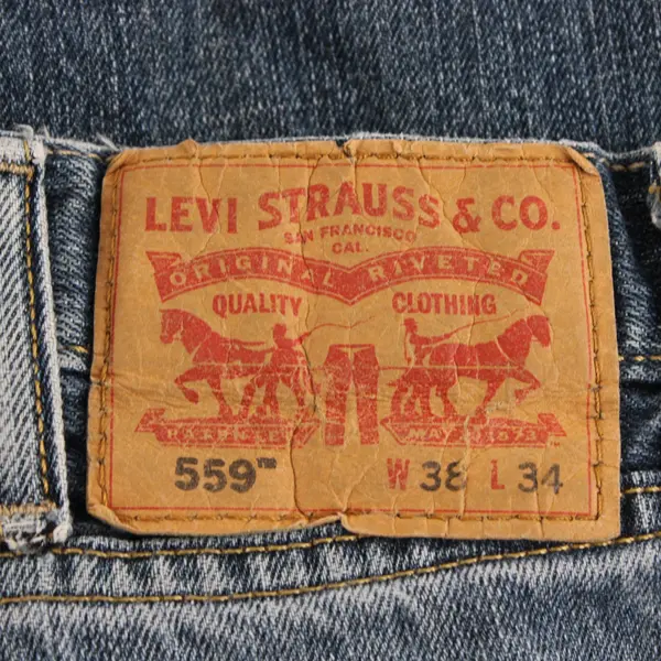 Levi's 559 Mens W38 L34 Distressed Medium Wash Straight Leg Jeans