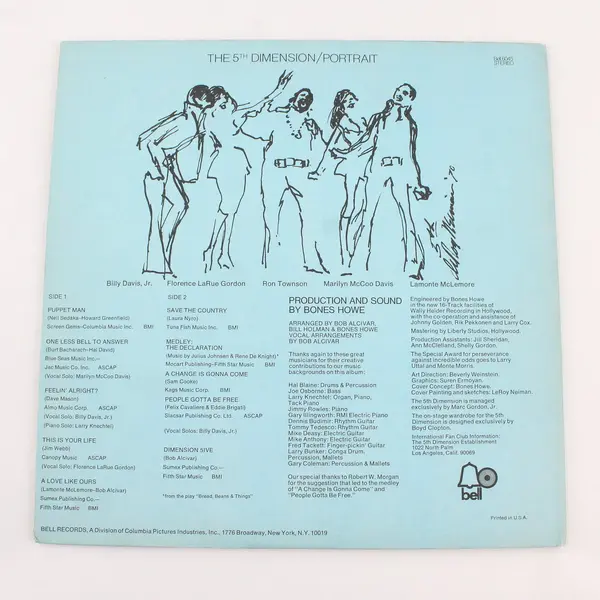 The 5th Dimension Portrait LP Vinyl Bell Records Bell 6045