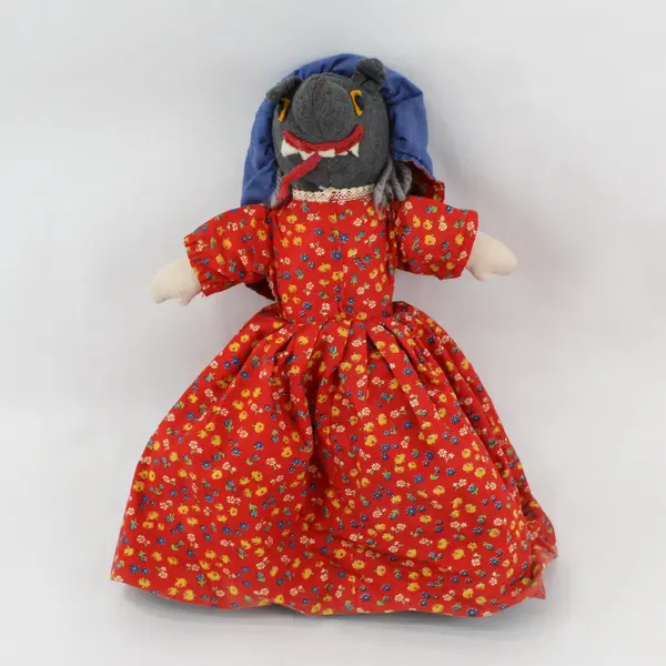 Vintage Handmade Reversible Topsy Turvy Doll Blonde Girl & Wolf 15in