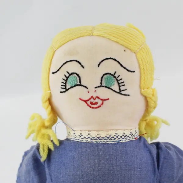 Vintage Handmade Reversible Topsy Turvy Doll Blonde Girl & Wolf 15in