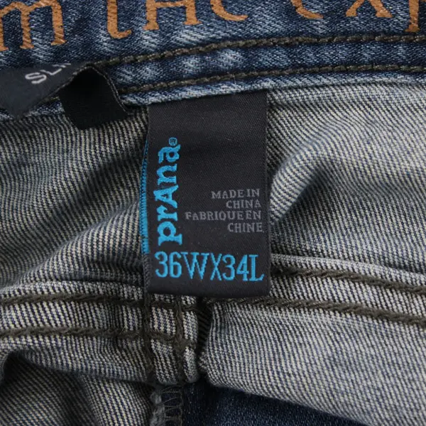 prAna Men's 36x34 Medium Wash Slim Straight Leg Jeans