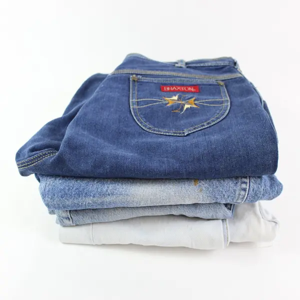 5.8lb Lot of 4 Assorted Wash Denim Jeans DIY Upcycle Fabric Craft Flawed