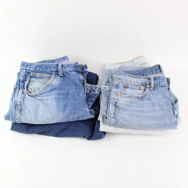 5.8lb Lot of 4 Assorted Wash Denim Jeans DIY Upcycle Fabric Craft Flawed