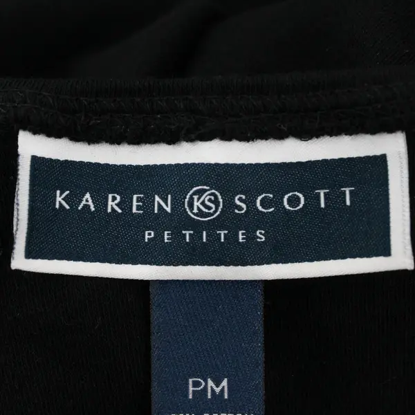 Karen Scott Women's Petite Medium Black Long Sleeve T-Shirt