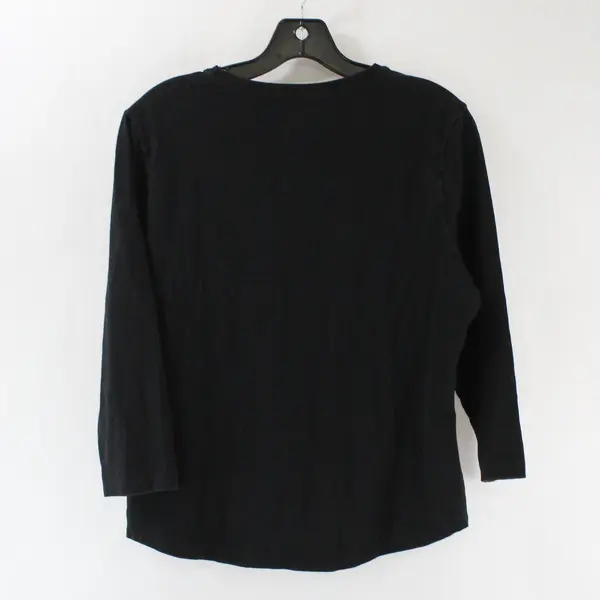 Carolyn Taylor Women's Large Black Gold Tone Studded 3/4 Sleeve Top