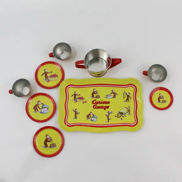 Schylling Curious George 9 Piece Tin  Tea Set