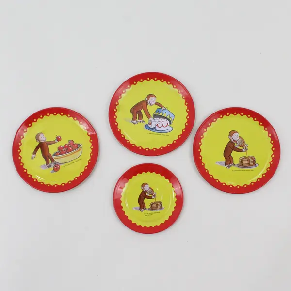 Schylling Curious George 9 Piece Tin  Tea Set