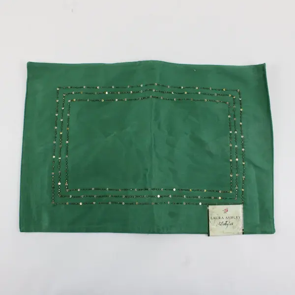 Laura Ashley Lifestyles 4 Pack Green Gold Beaded Border Placemats