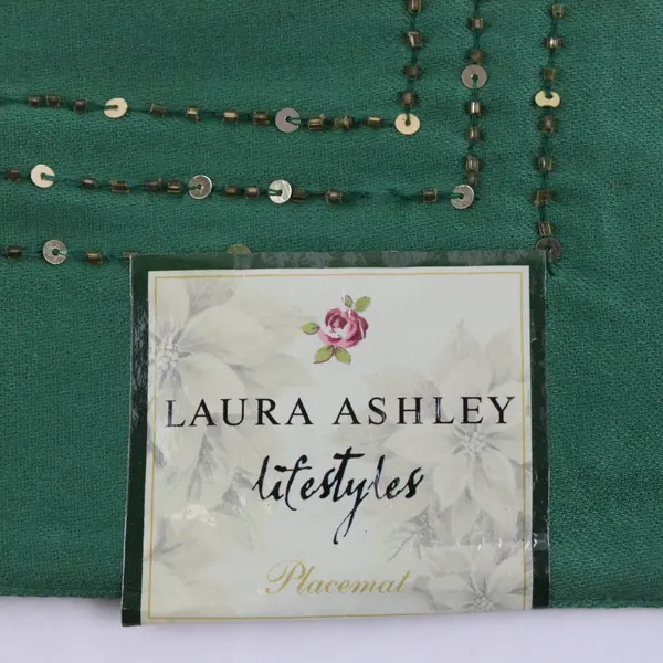 Laura Ashley Lifestyles 4 Pack Green Gold Beaded Border Placemats