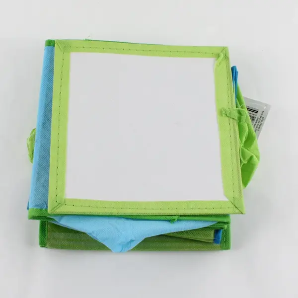Greenbrier Lot of 3 Foldable Collapsible Storage Bins Green Blue 8.5x8.5x8