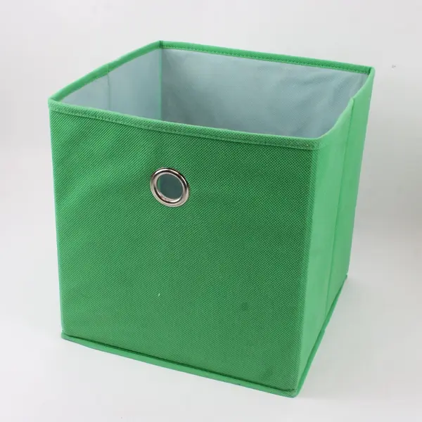 Lot of 4 Foldable Storage Bins Collapsible Organizers Black Green White 10.5in