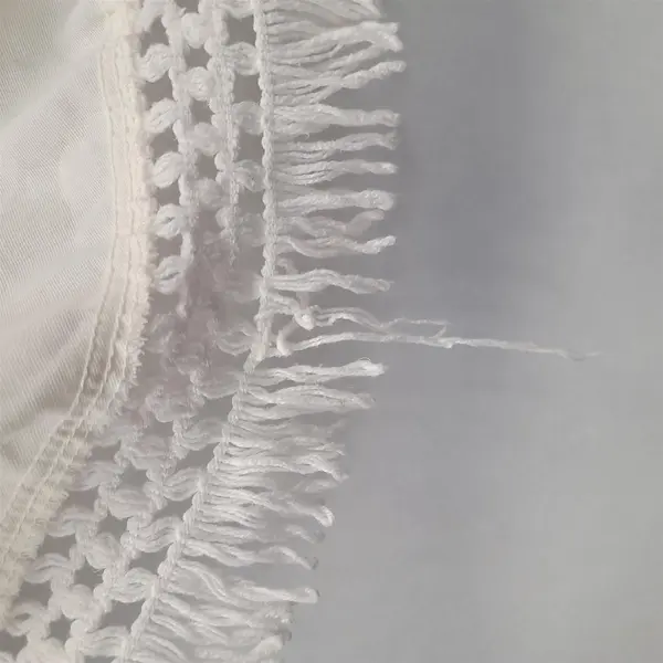 Vintage Christmas Poinsettia Round Fringe Tablecloth 60in FLAWED