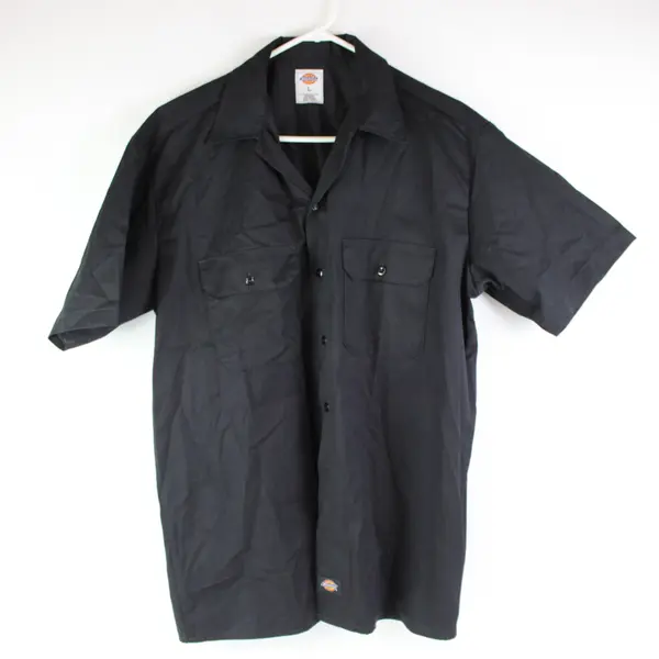 Dickies Men's Black Short Sleeve Work Shirt Button Front Size L