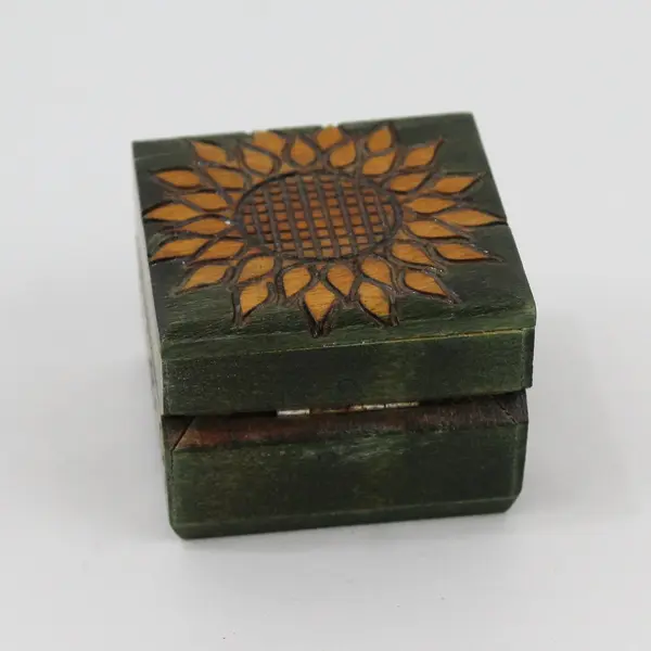 Wooden Sunflower Trinket Box Small Decorative Lid