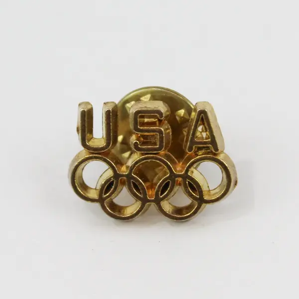 USA Olympic Rings Gold Tone Lapel Pin Collectible