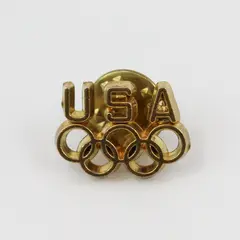 USA Olympic Rings Gold Tone Lapel Pin Collectible