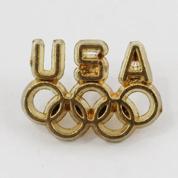 USA Olympic Rings Gold Tone Lapel Pin Collectible