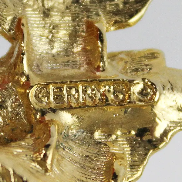 Gerry's Gold Tone Floral Leaf Rhinestone Pearl Brooch Pin