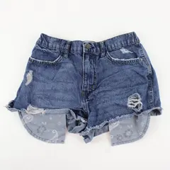 No Boundaries Girls Blue Cotton Shorts Distressed Elastic Waistband, S (7)