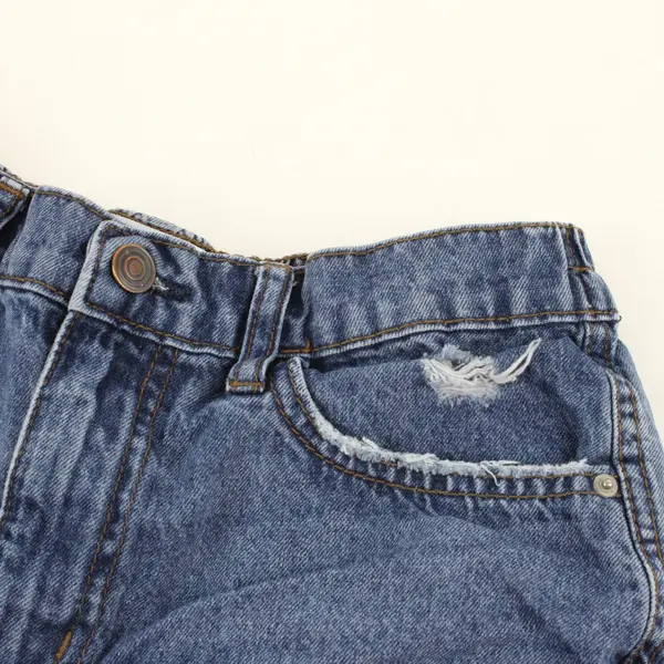 No Boundaries Girls Blue Cotton Shorts Distressed Elastic Waistband, S (7)