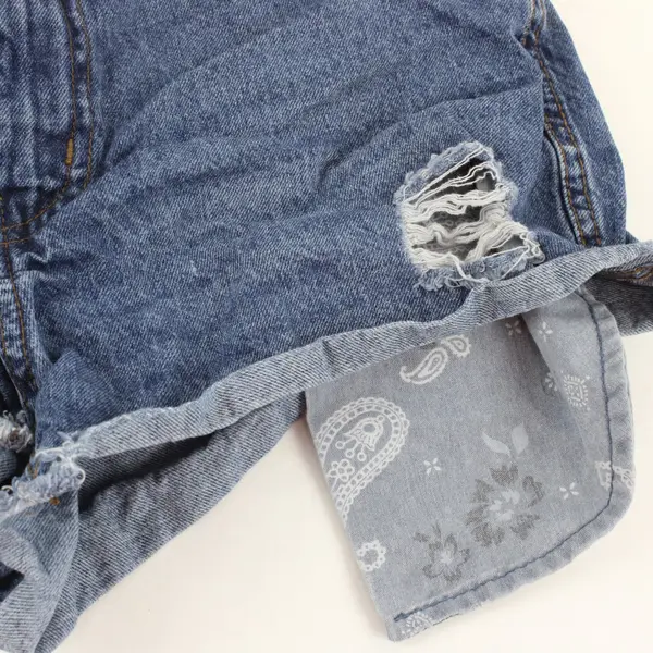 No Boundaries Girls Blue Cotton Shorts Distressed Elastic Waistband, S (7)