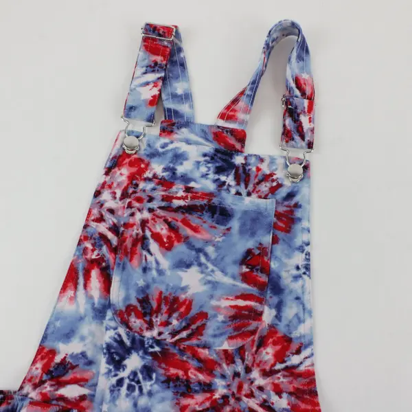 No Boundaries Girl's Tie-Dye Multicolor Overalls Polyester/Spandex, Size M (7-9)
