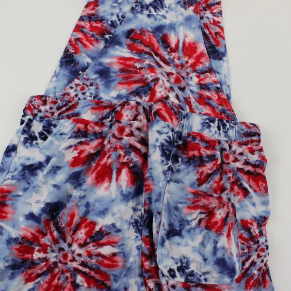 No Boundaries Girl's Tie-Dye Multicolor Overalls Polyester/Spandex, Size M (7-9)