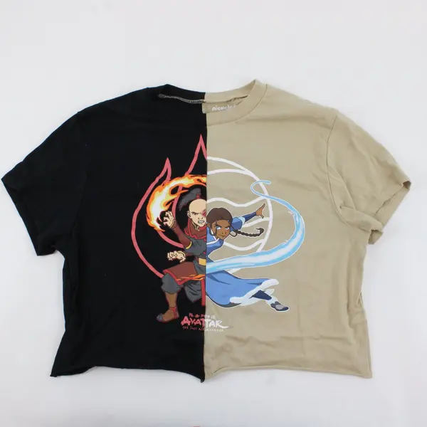 Nickelodeon Viacom Avatar: The Last Airbender Black/Tan Cropped Youth Tee Size M