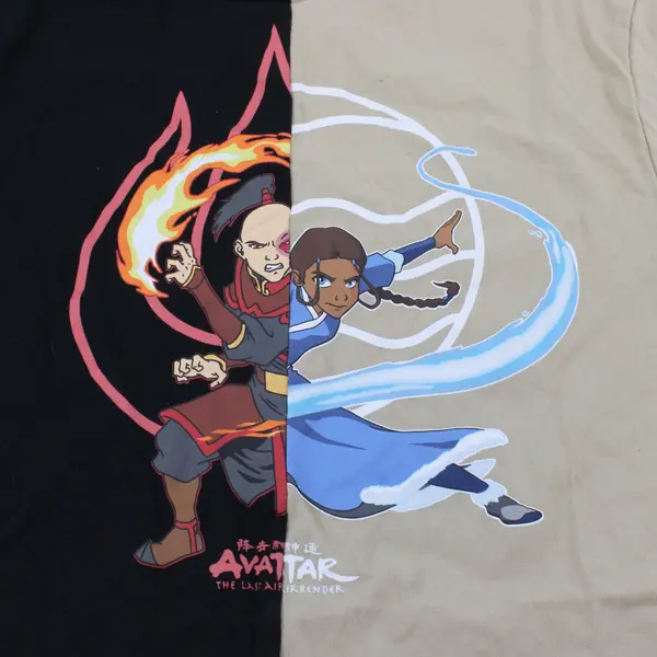 Nickelodeon Viacom Avatar: The Last Airbender Black/Tan Cropped Youth Tee Size M