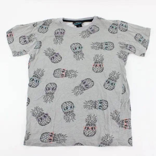 Bold Blue brand Kid's Pineapples with Sunglasses  Gray Patterned T-Shirt Size 12