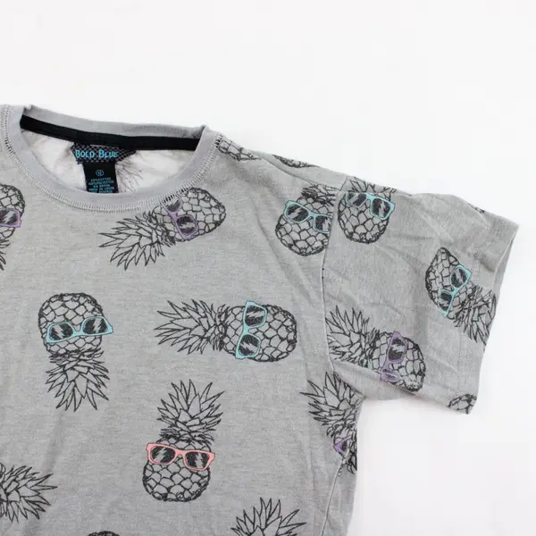 Bold Blue brand Kid's Pineapples with Sunglasses  Gray Patterned T-Shirt Size 12