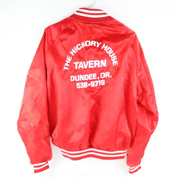 Capricorn Red Satin Bomber Jacket Hickory House Tavern Dundee OR Logo XL