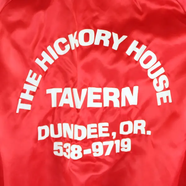 Capricorn Red Satin Bomber Jacket Hickory House Tavern Dundee OR Logo XL