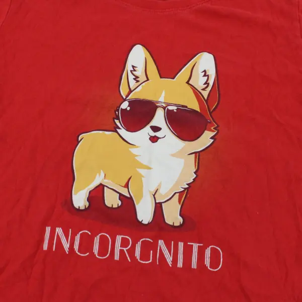 TeeTurtle Women's Red Corgi Incorgnito Cotton Graphic T-Shirt 