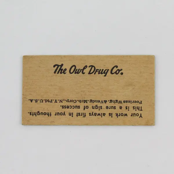 Vintage Mickey Rooney Owl Drug Co. Advertising Card