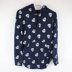 No Boundaries Youth Lightweight Pullover Glitter Skull Patterned Top, M (7-9)